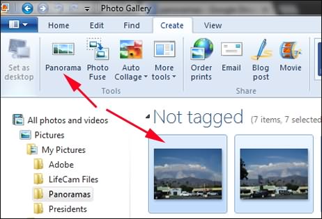 Create Panorama on Windows Photos Gallery