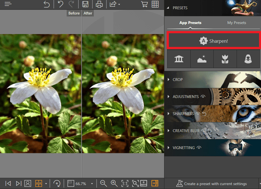 Apps to Fix Blurry Pictures - Sharpen Tool