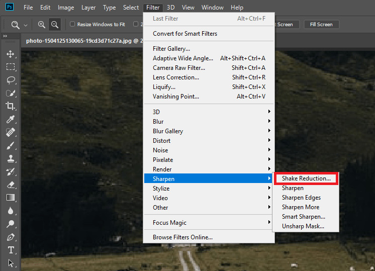 Enhance a Blurry Photo - Choose Sharpen to Shake Reduction