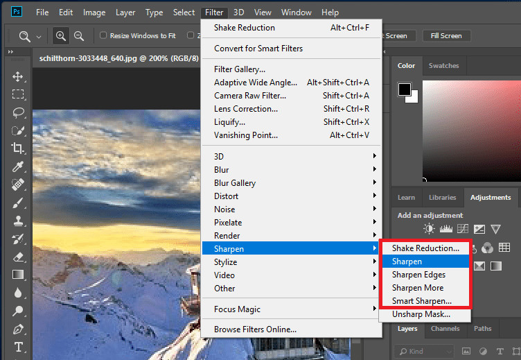 How to Fix Blurry Pictures - Select SHake Reduction in Sharpen