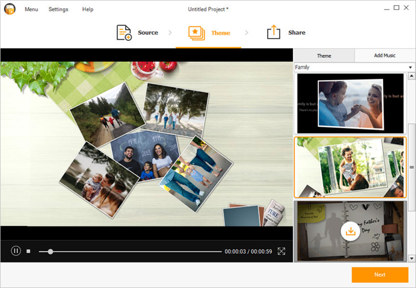 Make a Slideshow with Still Photos - Select a Theme for You