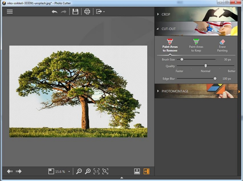 Cut Paste Photo Editor for PC- Use the Edge Blur Tool 