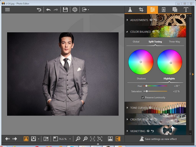 Man Suit Photo Editor for PC-Make Adjustment for the Photo 