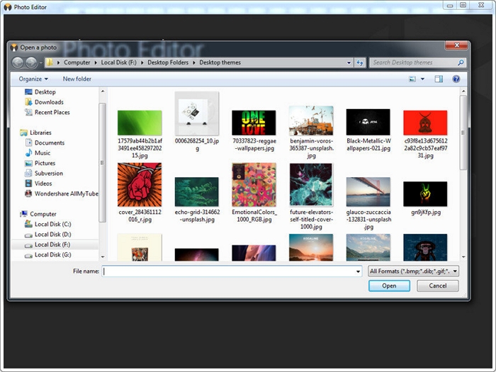 Photo Editor for Windows 7-Import the Image