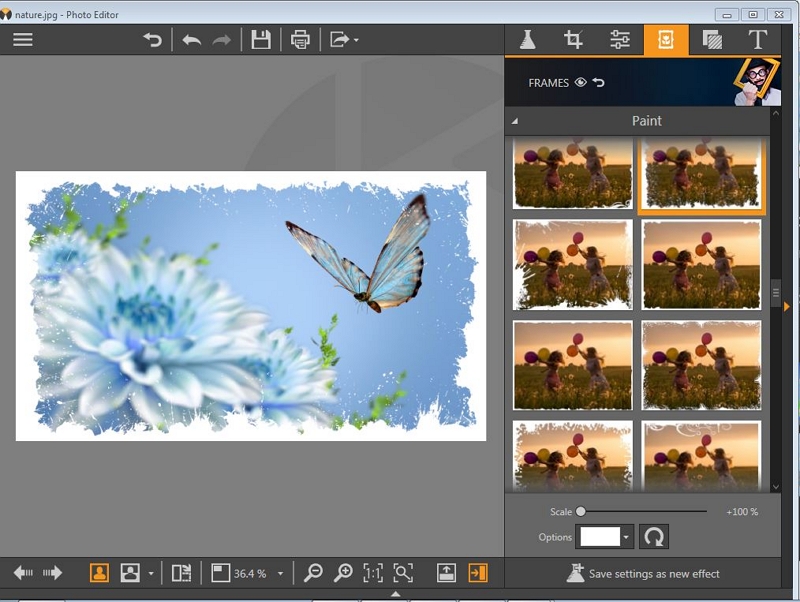 Picasa Photo Editor for Windows 7-Add Frame to the Photo 