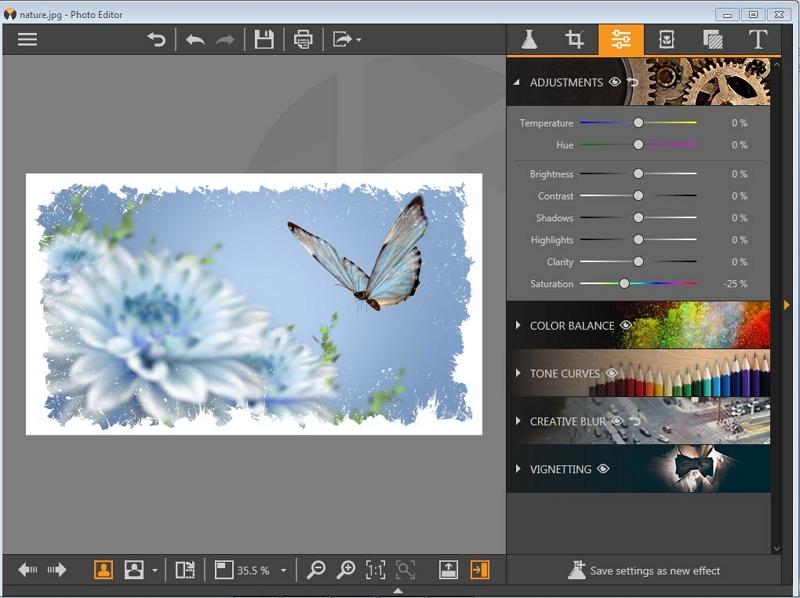 Picasa Photo Editor for Windows 7-Make Adjustment to the Photo 
