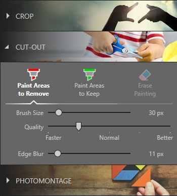 Photo Background Changer Software for Windows 7 - Choose Paint Areas to Remove Option