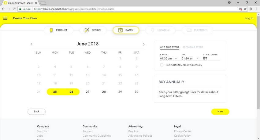 Snapchat Filters Online - Set Dates