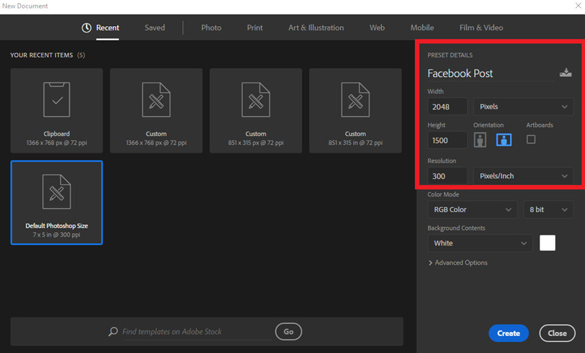 How to Make Your Photo Match Facebook Post Image Size - Create Document