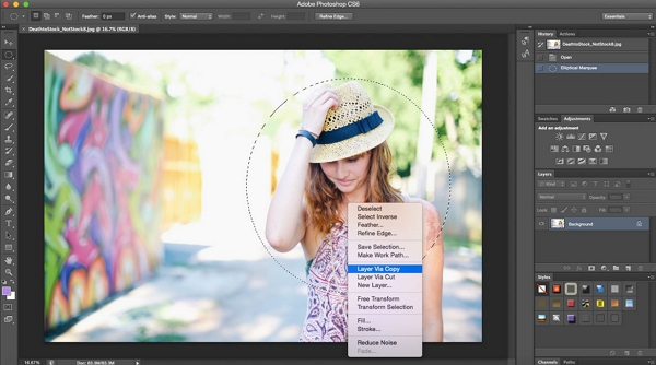 How to Make Instagram Profile Picture - Click the Layer Via Copy Option 