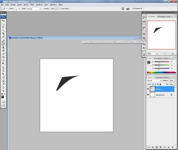 YouTube Avatar Maker- Take the Pen Tool and Create a Line on the Document