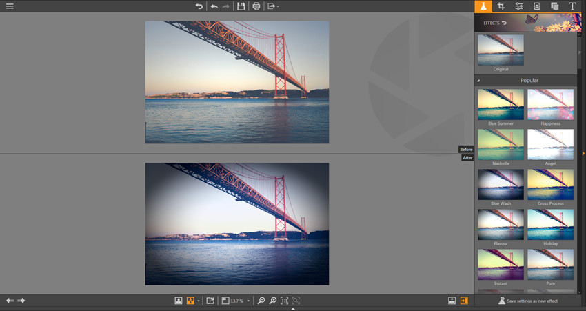 Apply Effects on Photos - Horizontal Side-by-Side View