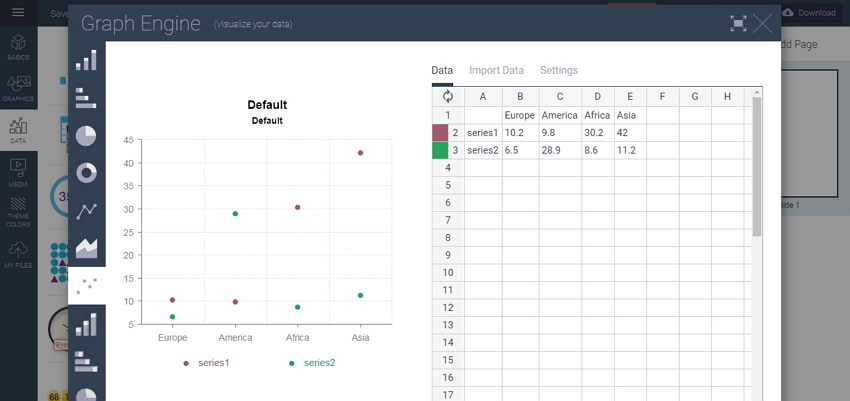 How to Use Visme to Make Scatter Plot Graph - select chart icon