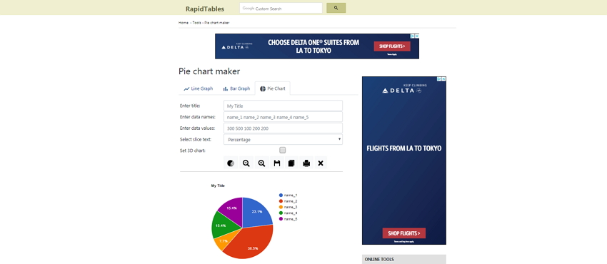 Rapid Tables Pie Chart