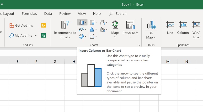 3 Ways to Make Bar Charts - Excel Step 1